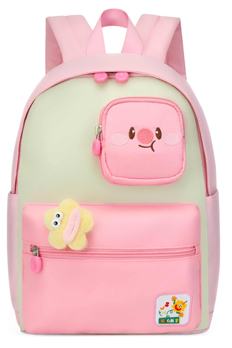 SUN EIGHT Premium 14-inch Light Weight Kids Backpack Water Resistant Multifunctional School Backpack for Girls, SE2212, Pink Green - Image 3